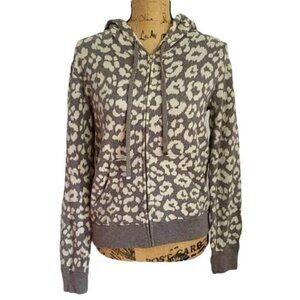 Marc by Marc Jacobs Grey Leopard Hoodie Designer Athleisure Cozy